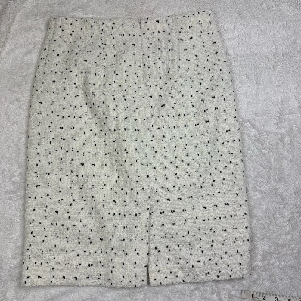 Ann Taylor Cream Pencil Skirt with Black Dots